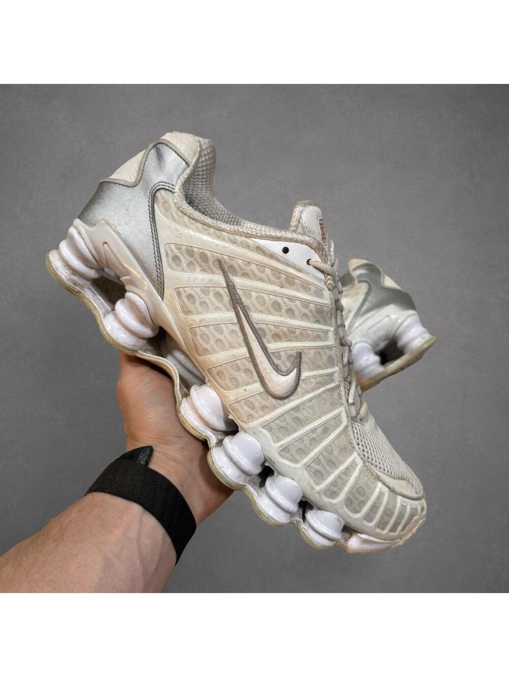 Nike Shox TL White Metallic Silver Sneakers Size 10.5